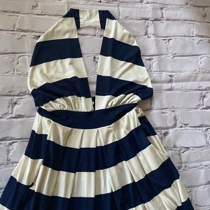 Nadia Tarr stripped halter neck jumpsuit. Navy and white color.